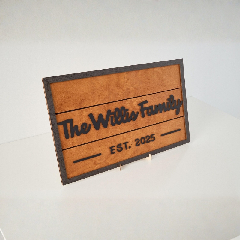3D Family Last Name Sign, Anniversary Gift, Farmhouse Family, Housewarming Gift, Custom Family Sign, Wooden Name Sign, Christmas Gift [Orange]