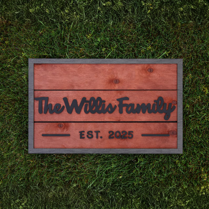 3D Family Last Name Sign, Anniversary Gift, Farmhouse Family, Housewarming Gift, Custom Family Sign, Wooden Name Sign, Christmas Gift [Red]