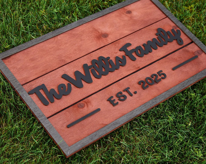 3D Family Last Name Sign, Anniversary Gift, Farmhouse Family, Housewarming Gift, Custom Family Sign, Wooden Name Sign, Christmas Gift [Red]