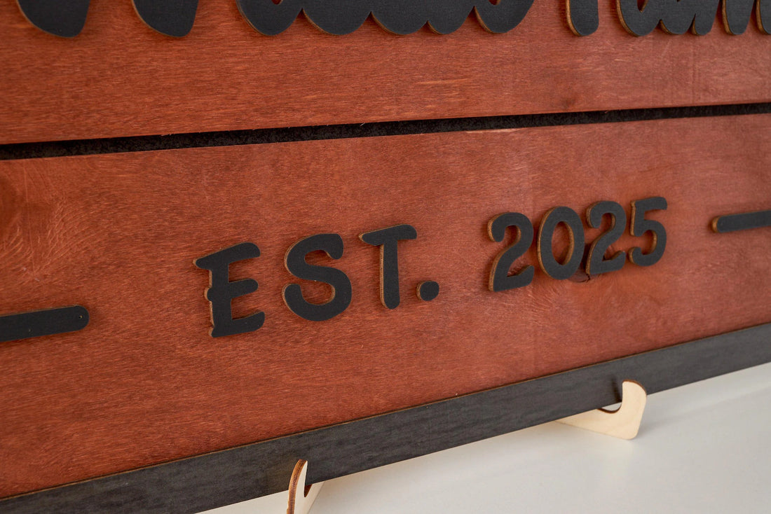 3D Family Last Name Sign, Anniversary Gift, Farmhouse Family, Housewarming Gift, Custom Family Sign, Wooden Name Sign, Christmas Gift [Red]