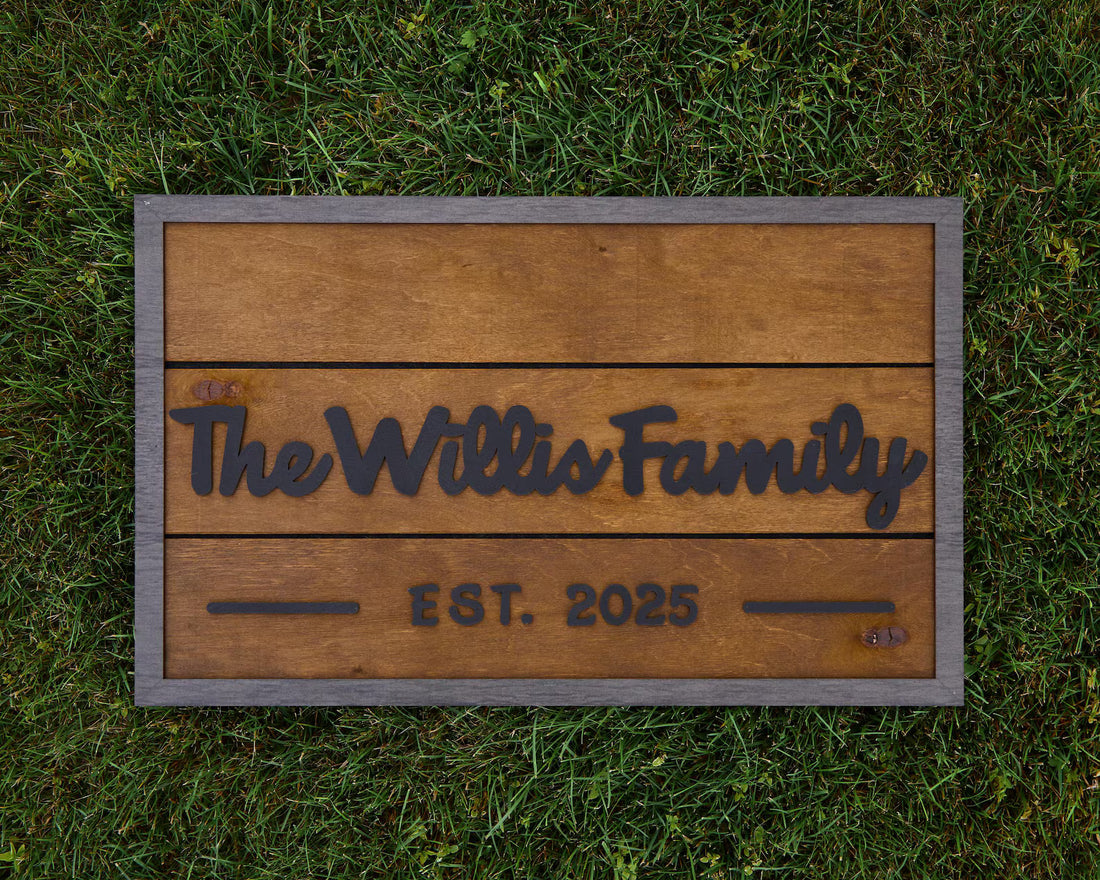 3D Family Last Name Sign, Anniversary Gift, Farmhouse Family, Housewarming Gift, Custom Family Sign, Wooden Name Sign, Christmas Gift [Brown]