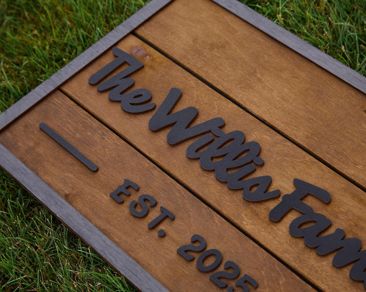 3D Family Last Name Sign, Anniversary Gift, Farmhouse Family, Housewarming Gift, Custom Family Sign, Wooden Name Sign, Christmas Gift [Brown]