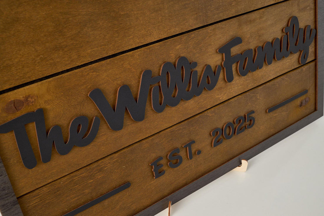 3D Family Last Name Sign, Anniversary Gift, Farmhouse Family, Housewarming Gift, Custom Family Sign, Wooden Name Sign, Christmas Gift [Brown]