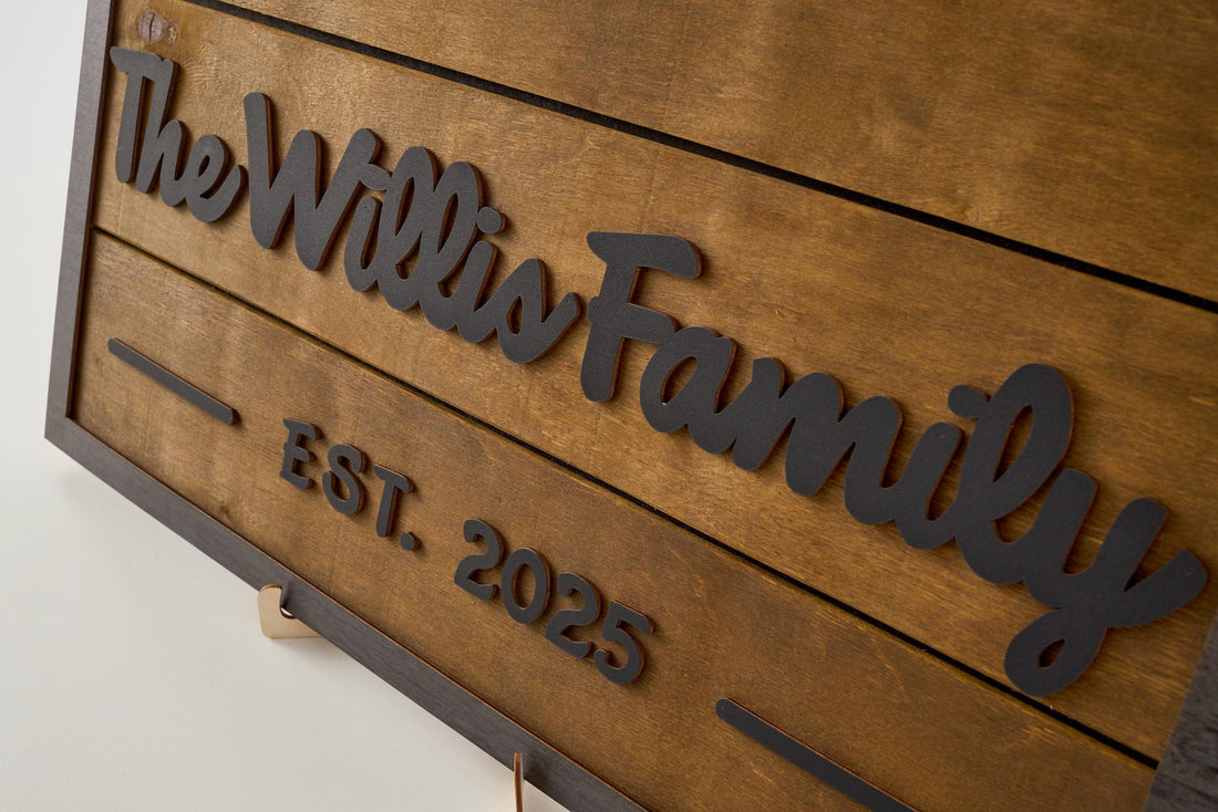 3D Family Last Name Sign, Anniversary Gift, Farmhouse Family, Housewarming Gift, Custom Family Sign, Wooden Name Sign, Christmas Gift [Brown]