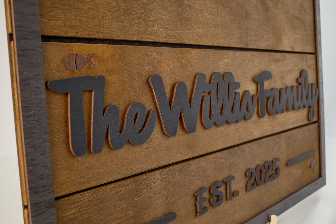 3D Family Last Name Sign, Anniversary Gift, Farmhouse Family, Housewarming Gift, Custom Family Sign, Wooden Name Sign, Christmas Gift [Brown]