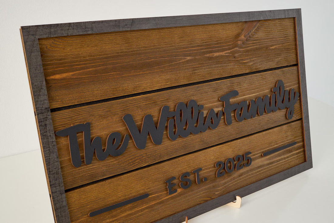 3D Family Last Name Sign, Anniversary Gift, Farmhouse Family, Housewarming Gift, Custom Family Sign, Wooden Name Sign, Christmas Gift [Natura]