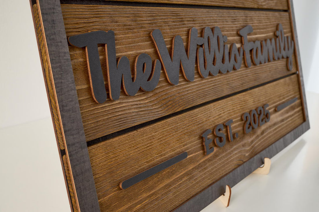 3D Family Last Name Sign, Anniversary Gift, Farmhouse Family, Housewarming Gift, Custom Family Sign, Wooden Name Sign, Christmas Gift [Natura]
