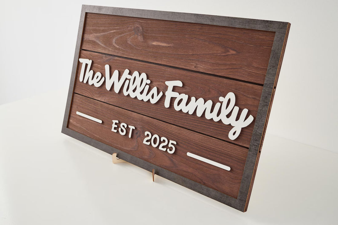 3D Family Last Name Sign, Anniversary Gift, Farmhouse Family, Housewarming Gift, Custom Family Sign, Wooden Name Sign, Christmas Gift [choco]