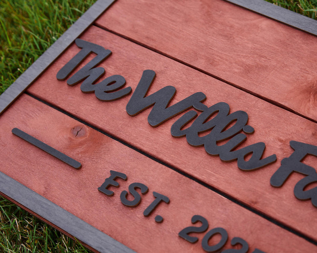 3D Family Last Name Sign, Anniversary Gift, Farmhouse Family, Housewarming Gift, Custom Family Sign, Wooden Name Sign, Christmas Gift [Red]