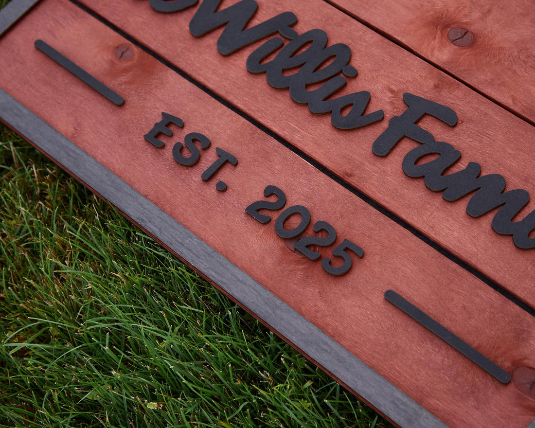 3D Family Last Name Sign, Anniversary Gift, Farmhouse Family, Housewarming Gift, Custom Family Sign, Wooden Name Sign, Christmas Gift [Red]