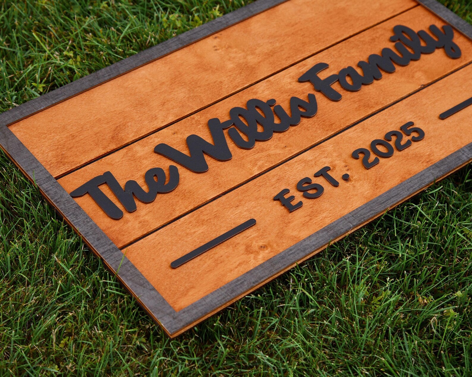 3D Family Last Name Sign, Anniversary Gift, Farmhouse Family, Housewarming Gift, Custom Family Sign, Wooden Name Sign, Christmas Gift [Orange]
