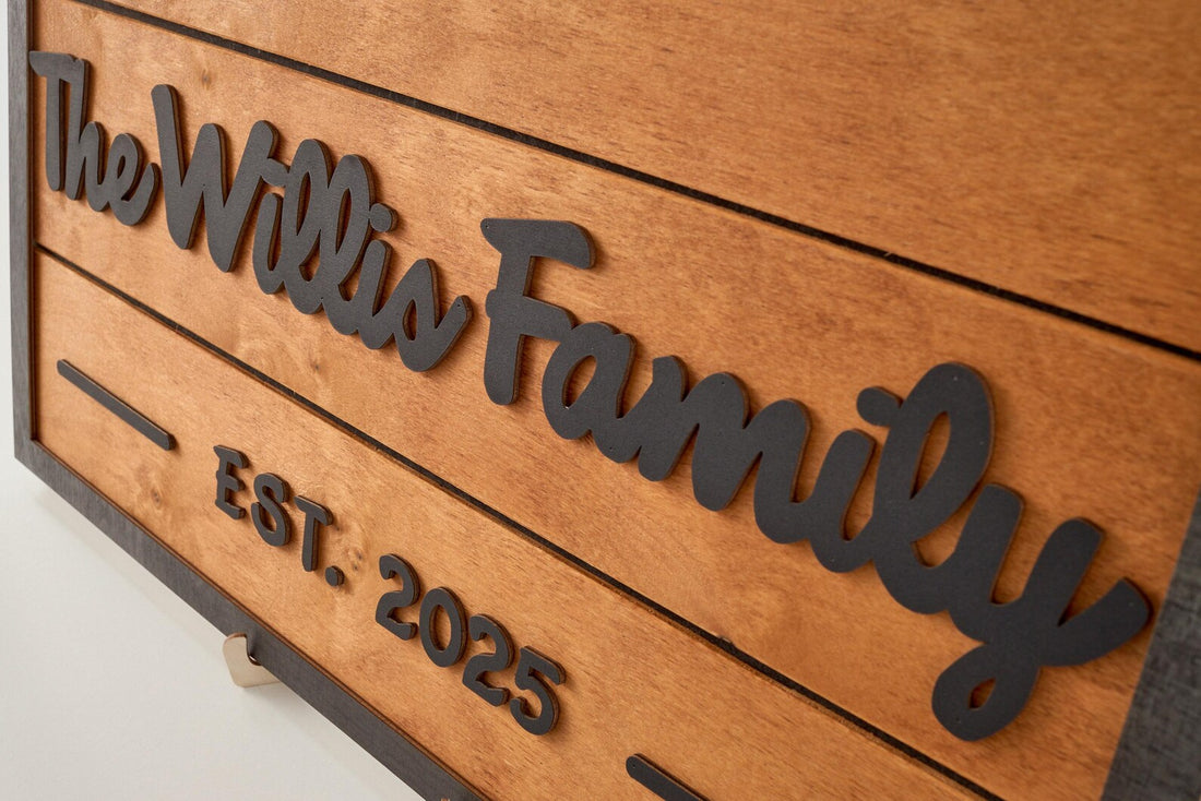 3D Family Last Name Sign, Anniversary Gift, Farmhouse Family, Housewarming Gift, Custom Family Sign, Wooden Name Sign, Christmas Gift [Orange]