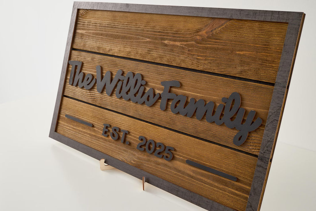 3D Family Last Name Sign, Anniversary Gift, Farmhouse Family, Housewarming Gift, Custom Family Sign, Wooden Name Sign, Christmas Gift [Natura]