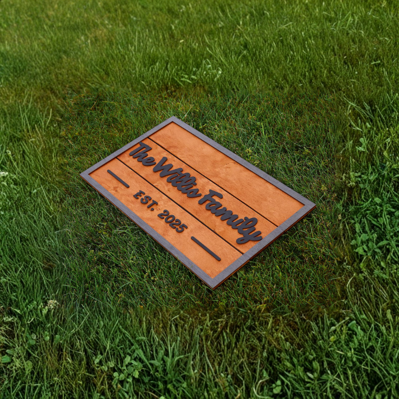 3D Family Last Name Sign, Anniversary Gift, Farmhouse Family, Housewarming Gift, Custom Family Sign, Wooden Name Sign, Christmas Gift [Orange]